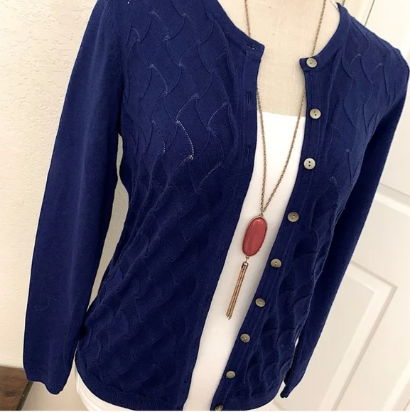 Talbots Colbalt Blue Cardigan Size Small - Picture 11 of 13